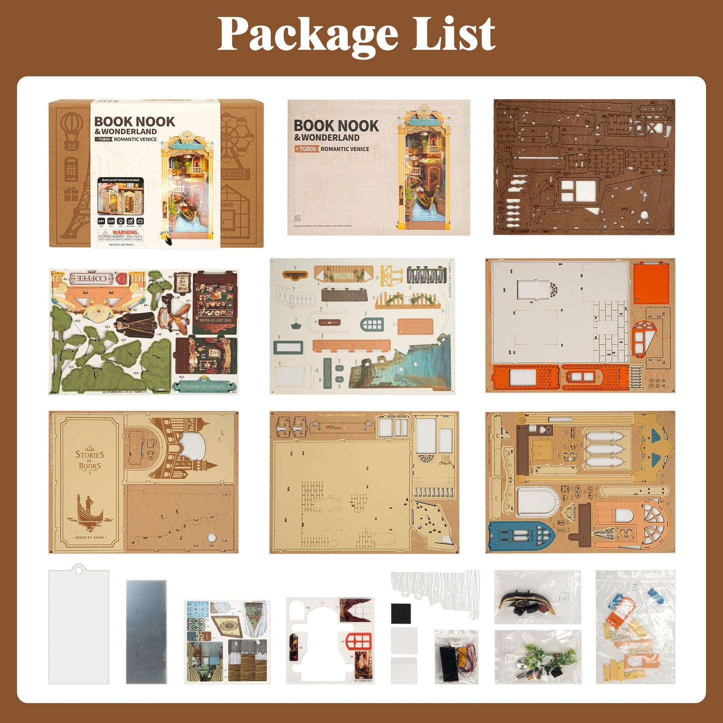 Rowood Book Nook Kit – Venice-Inspired DIY Miniature with LED Lights