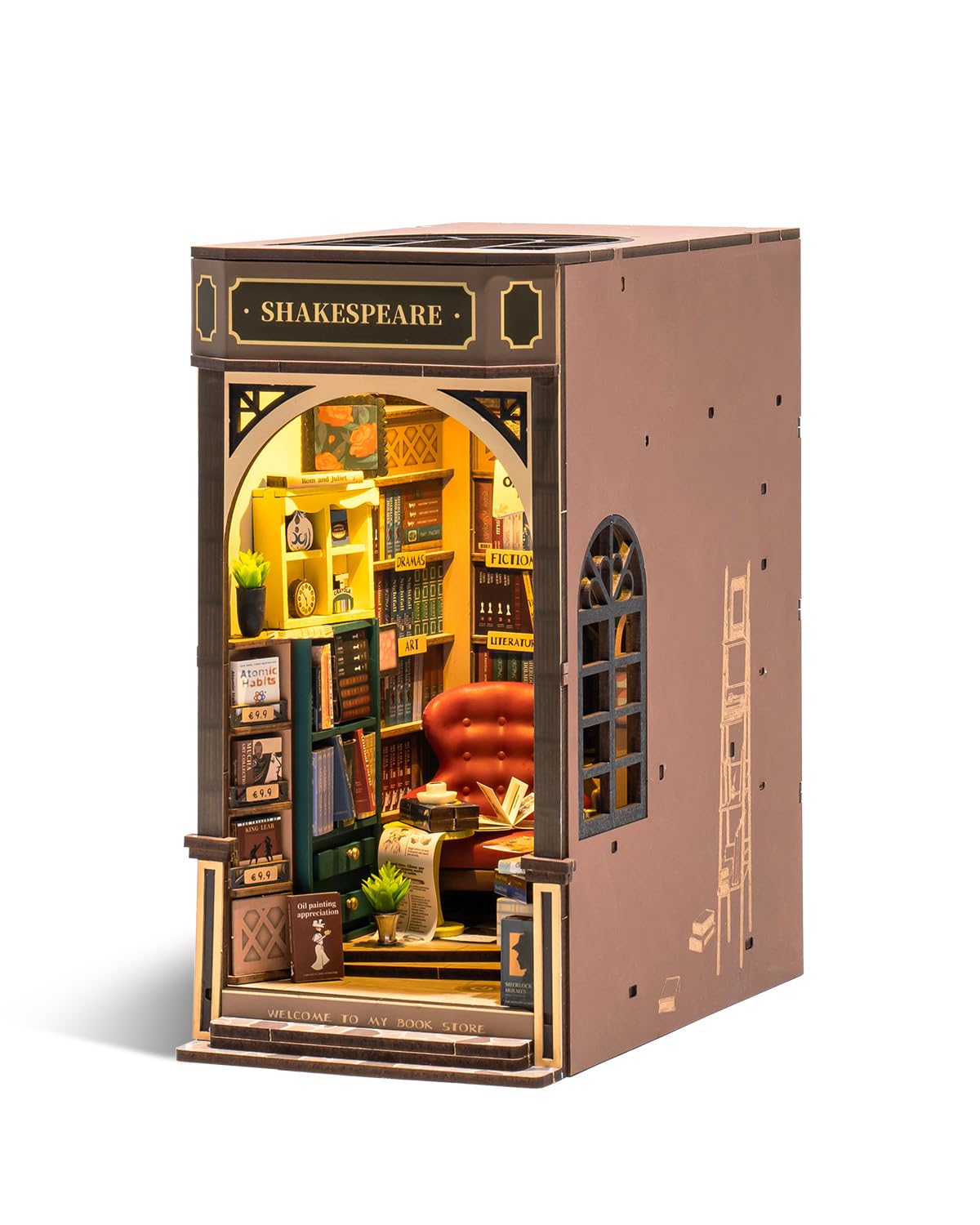 Rowood Book Nook Kit – DIY 3D Wooden Bookend Decor for Adults