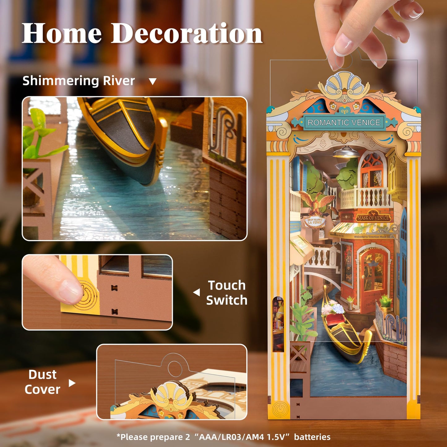 Rowood Book Nook Kit – Venice-Inspired DIY Miniature with LED Lights