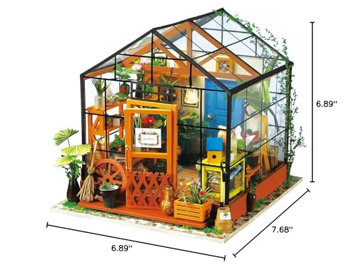 Rowood Cathy's Flower House Miniature Kit | DIY Greenhouse Dollhouse for Adults