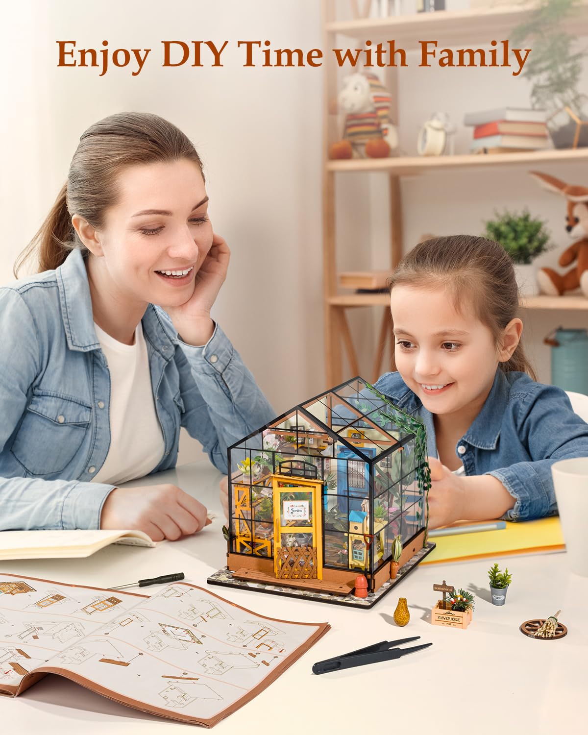 Rowood Cathy's Flower House Miniature Kit | DIY Greenhouse Dollhouse for Adults