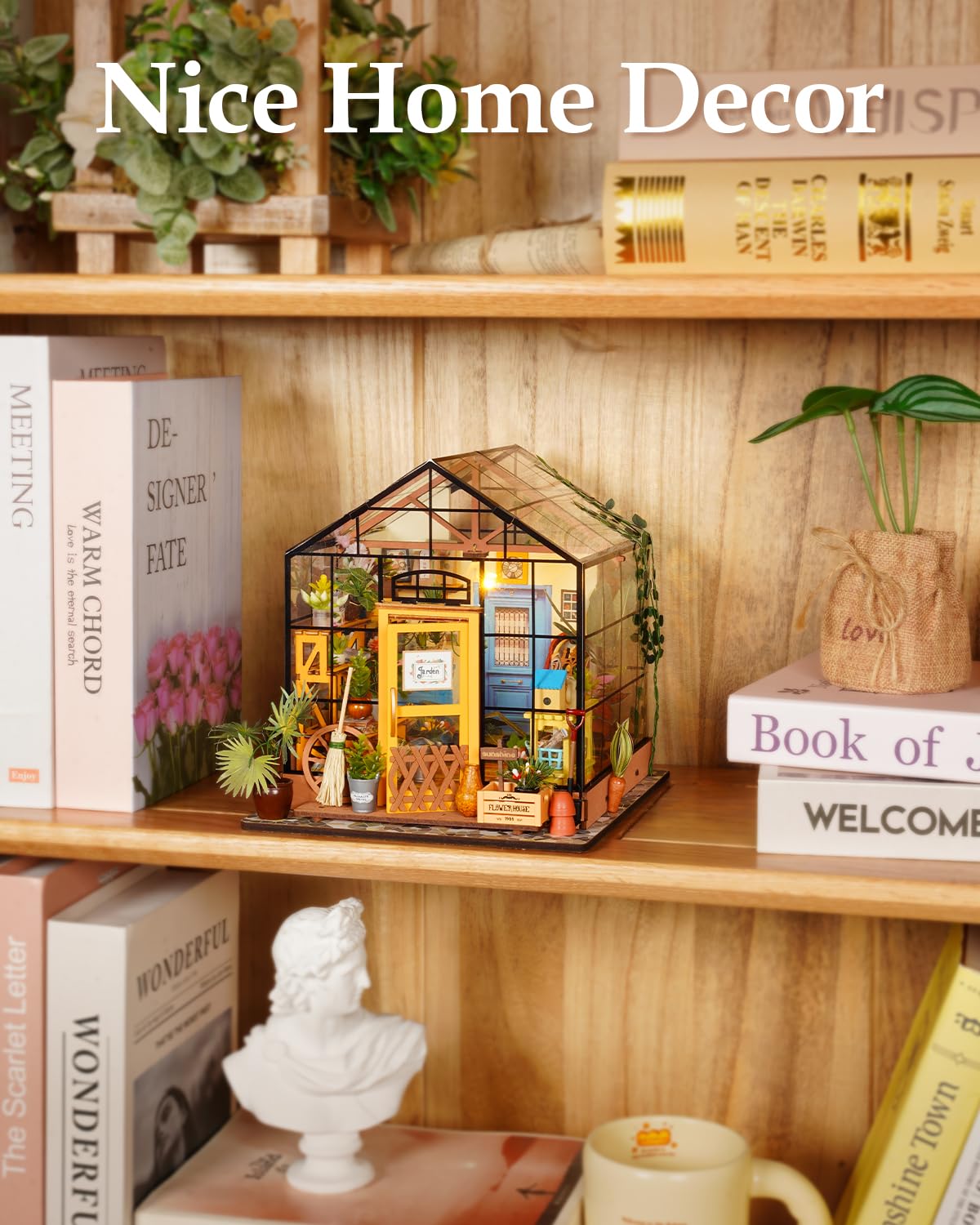 Rowood Cathy's Flower House Miniature Kit | DIY Greenhouse Dollhouse for Adults
