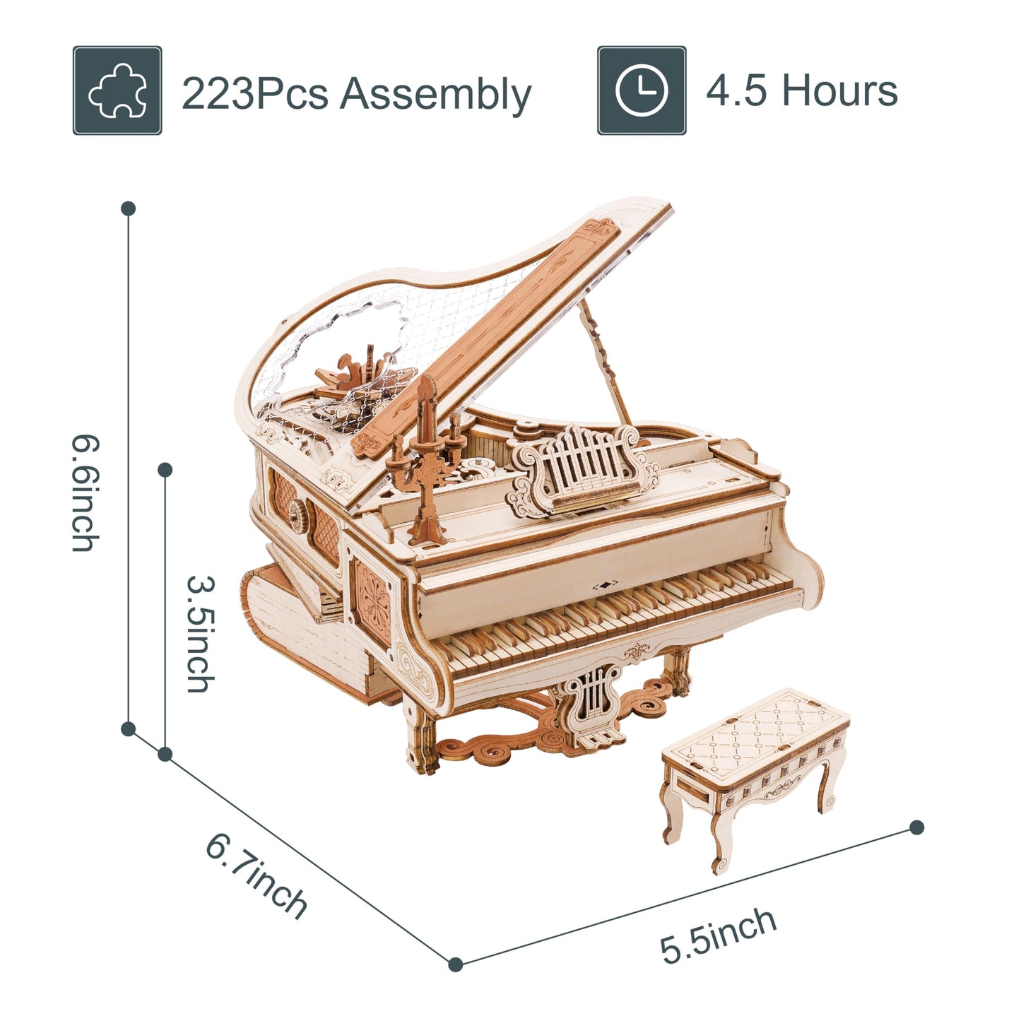 Rowood 3D Puzzles for Adults — DIY Music Box Gifts & Wooden Piano Model Kits