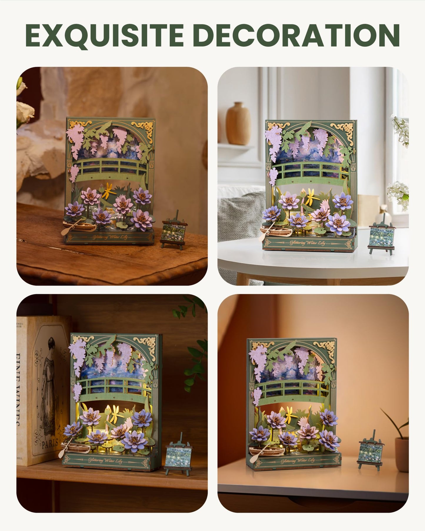 Rowood Water Lily 3D Puzzle with LED – Monet-Inspired Wall Art for Adults