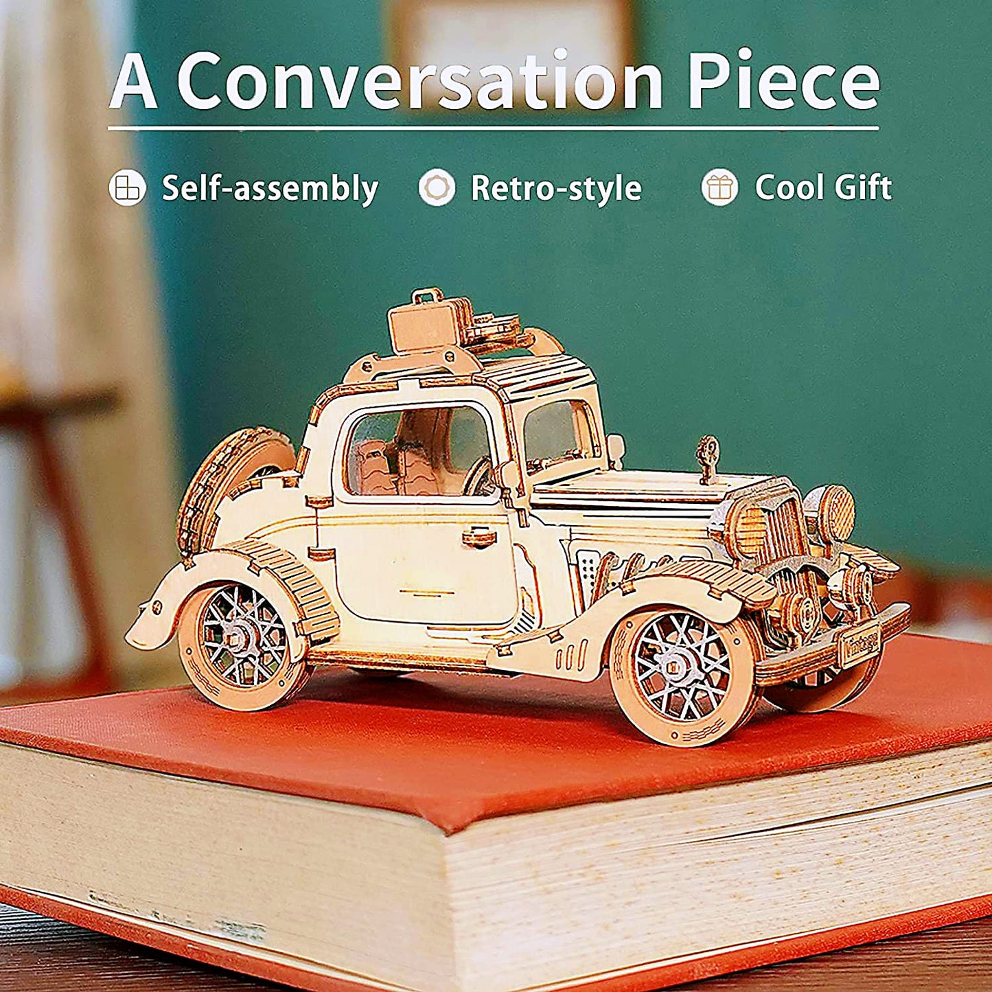 Rowood 3D Car Puzzle Kit for Adults – Vintage Model Car DIY Gift