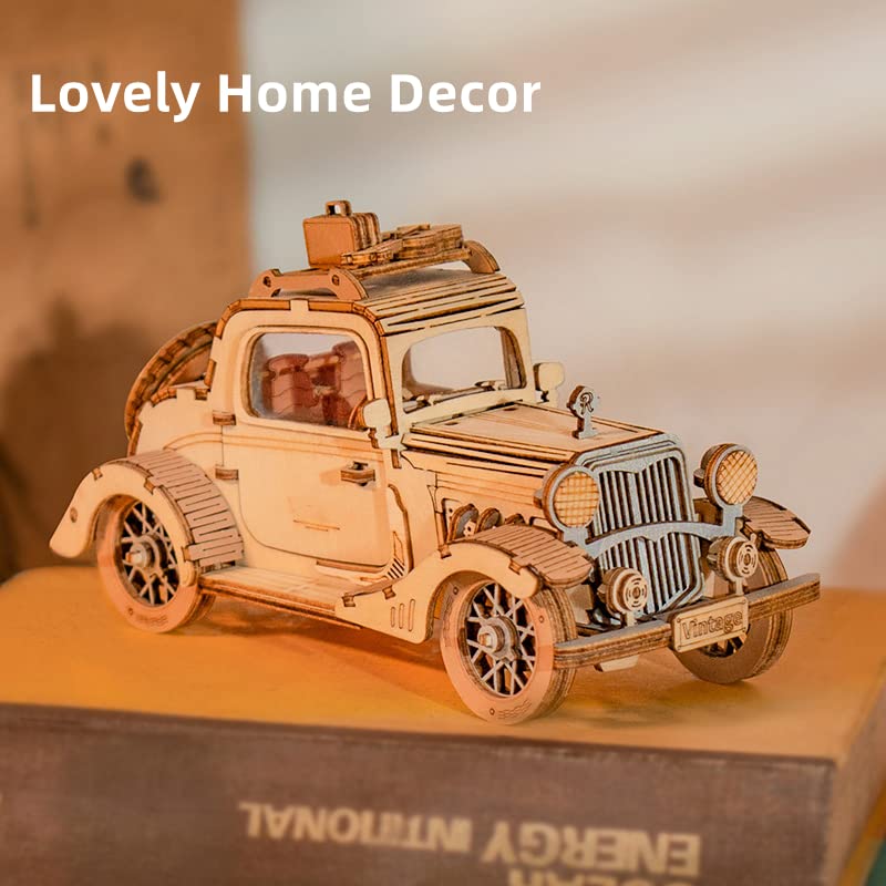 Rowood 3D Car Puzzle Kit for Adults – Vintage Model Car DIY Gift