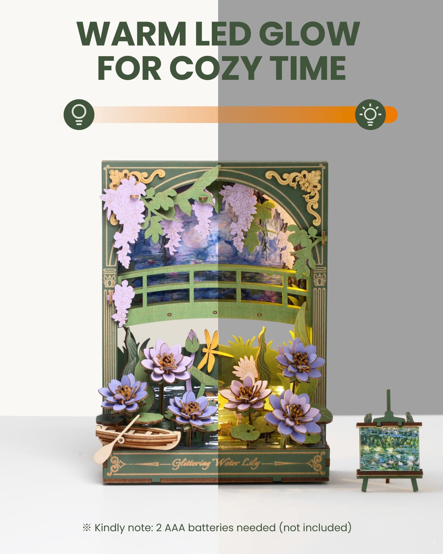 Rowood Water Lily 3D Puzzle with LED – Monet-Inspired Wall Art for Adults