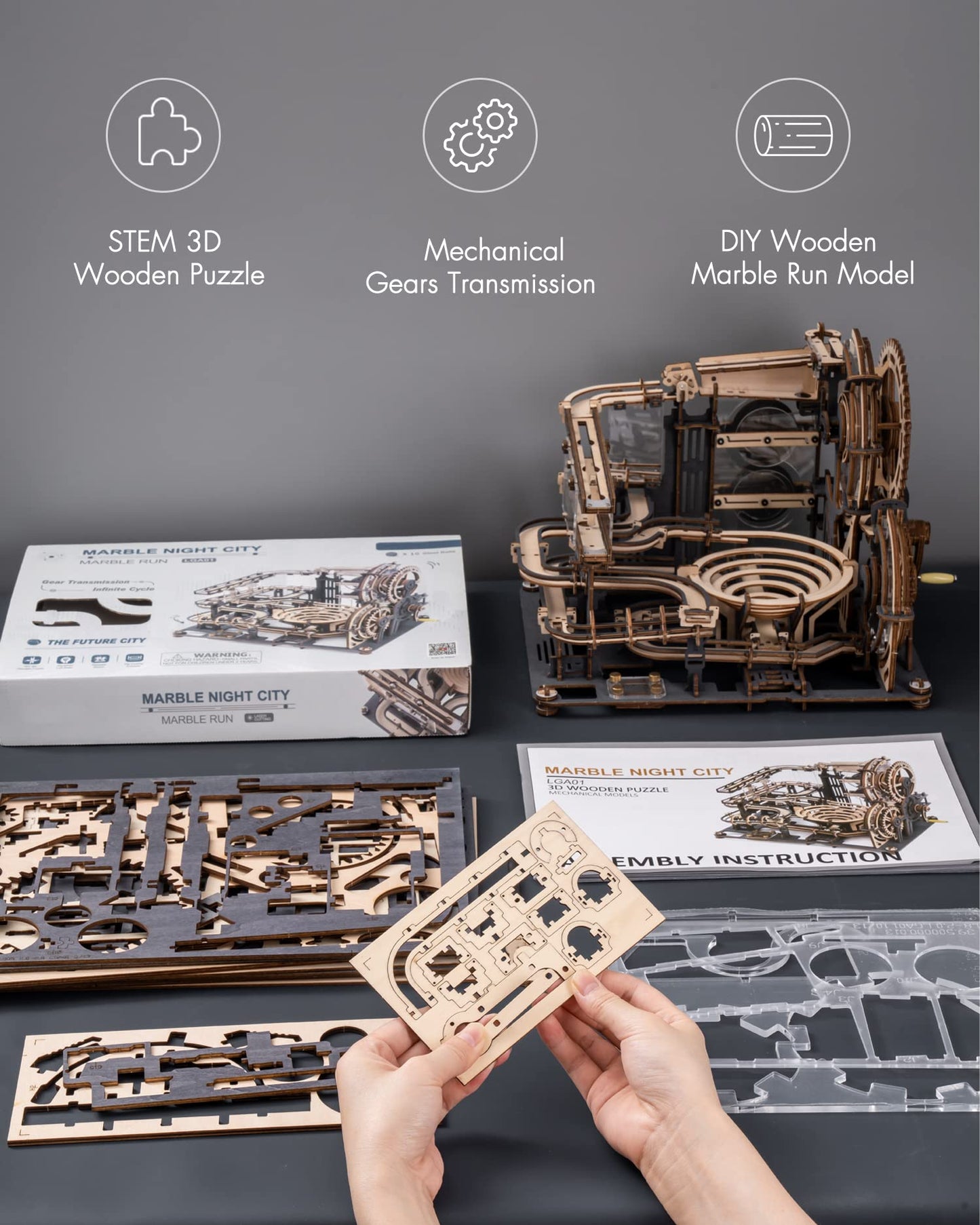 Rowood 3D Marble Run Puzzle for Adults – Marble Night City LGA01