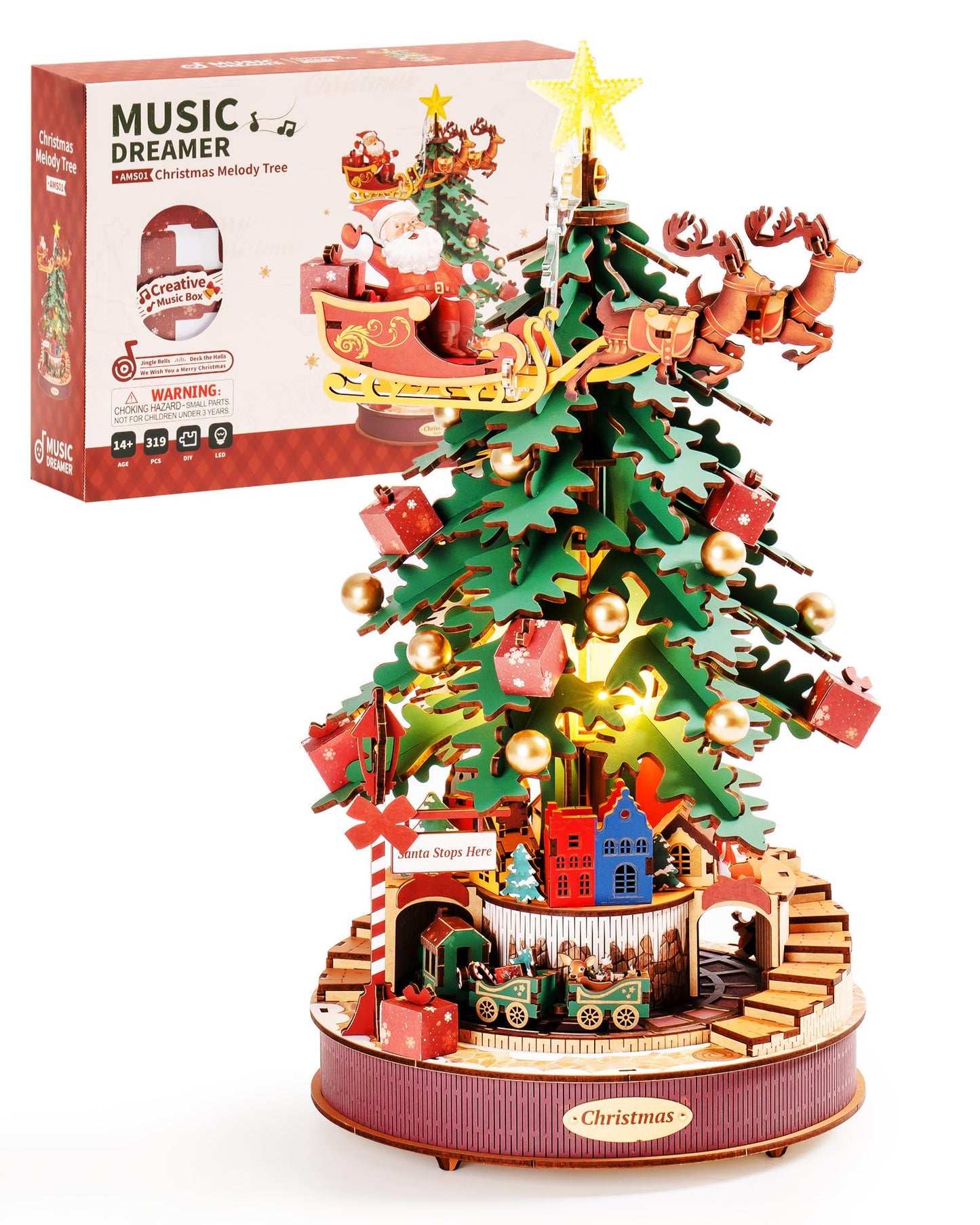Rowood Melody Tree 3D Puzzle Miniature House Kit – Wooden Music Box Model for Adults