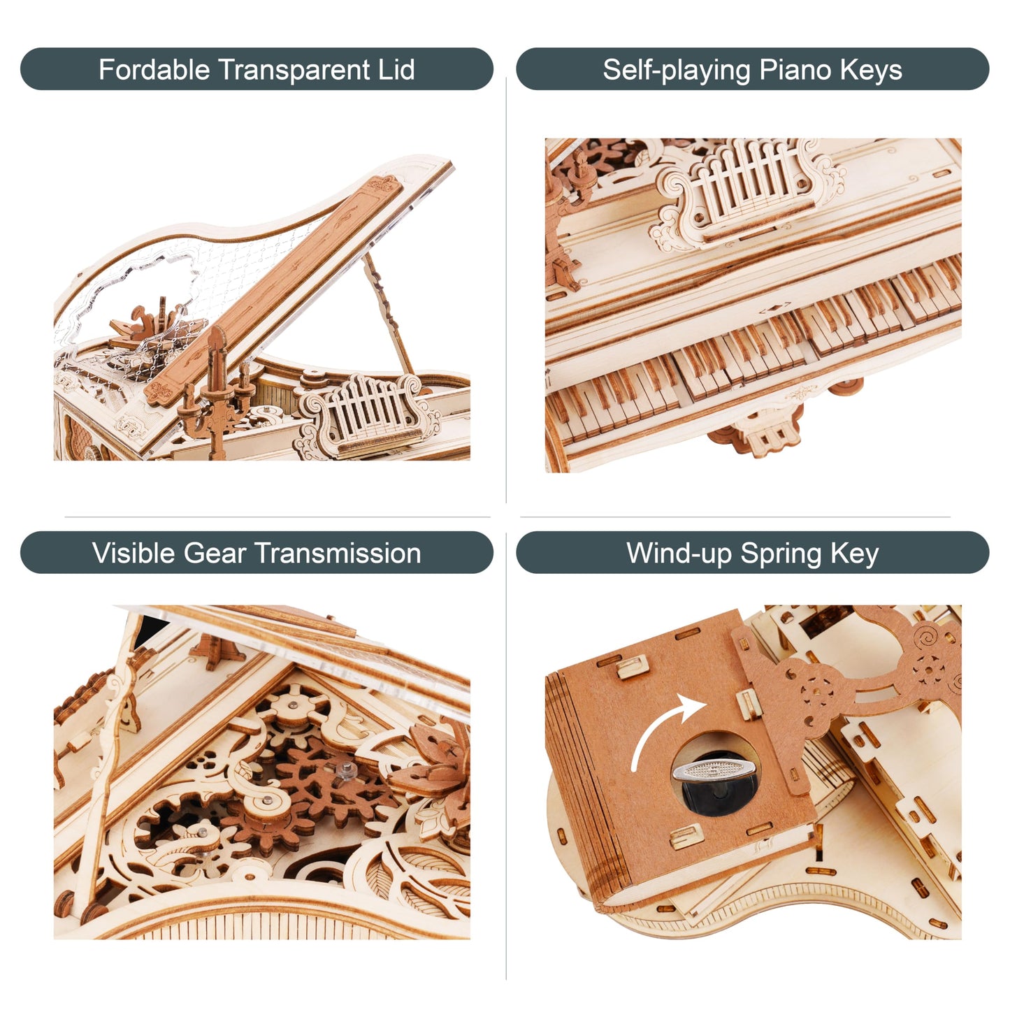 Rowood 3D Puzzles for Adults — DIY Music Box Gifts & Wooden Piano Model Kits