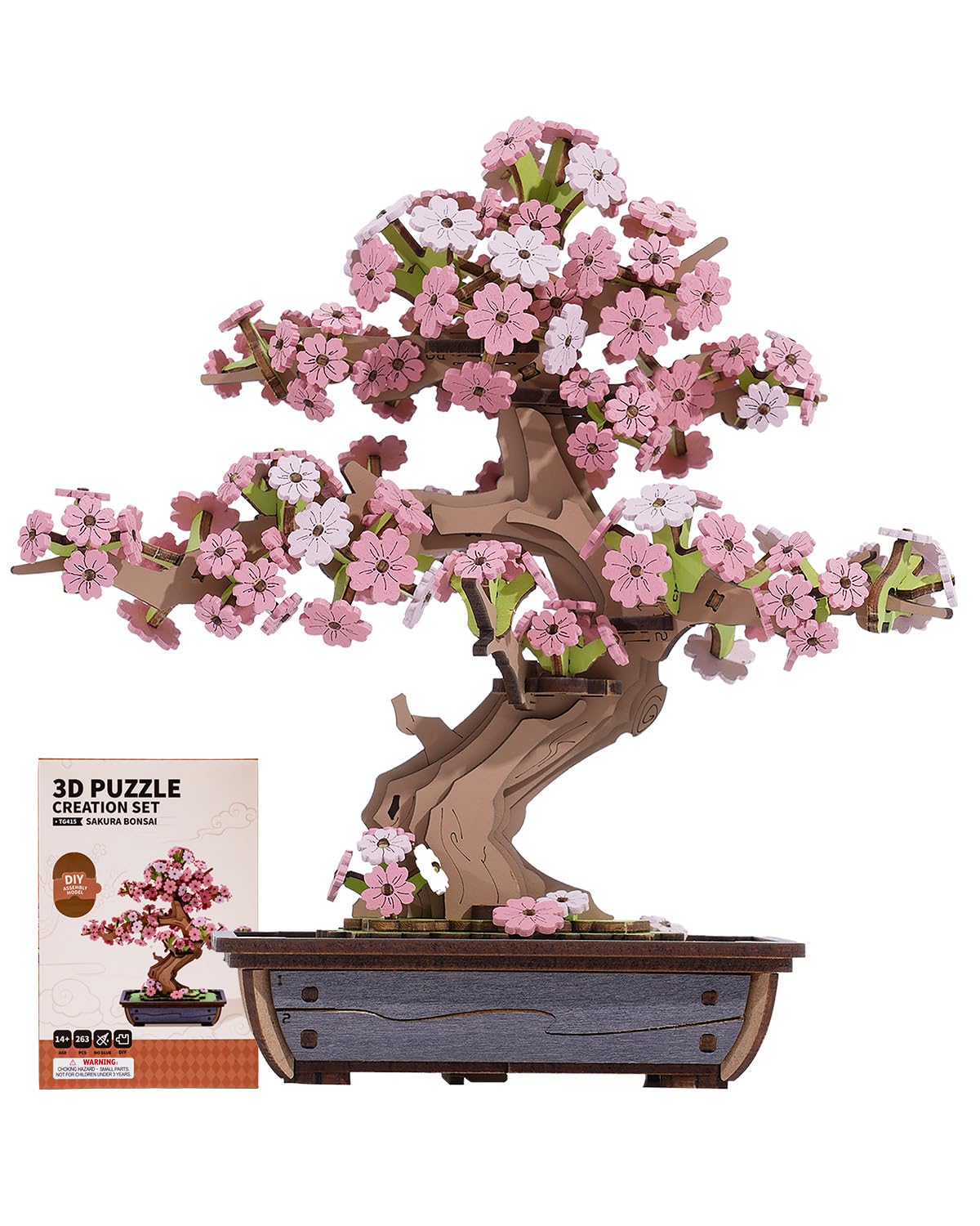 Rowood 3D Sakura Bonsai Puzzle for Adults – Eco-Friendly Cherry Blossom DIY Kit