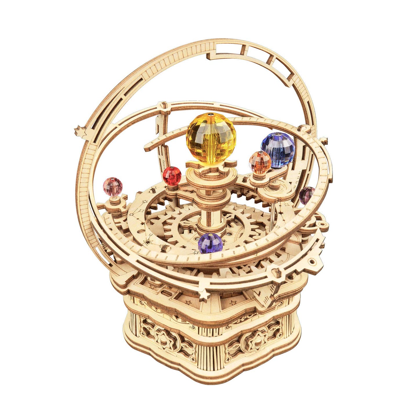 RoWood Starry Night Music Box 3D Puzzle – DIY Wooden Mechanical Kit for Adults