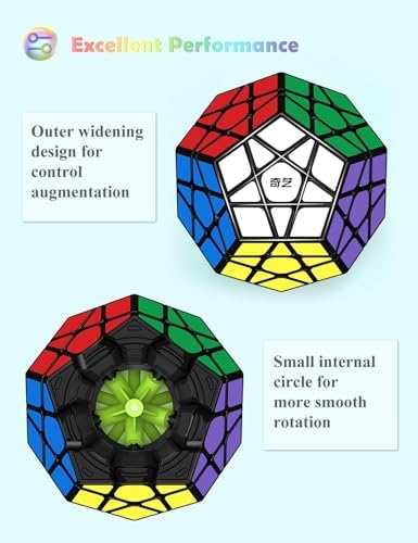 Roxenda Megaminx Cube – 3x3x3 Pentagonal Speed Cube, Dodecahedron Puzzle (Black)