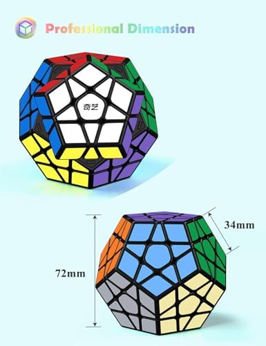 Roxenda Megaminx Cube – 3x3x3 Pentagonal Speed Cube, Dodecahedron Puzzle (Black)
