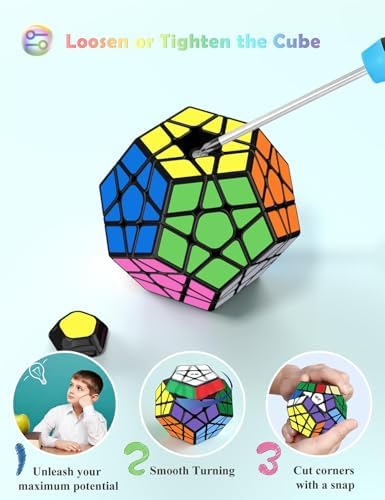 Roxenda Megaminx Cube – 3x3x3 Pentagonal Speed Cube, Dodecahedron Puzzle (Black)