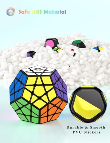 Roxenda Megaminx Cube – 3x3x3 Pentagonal Speed Cube, Dodecahedron Puzzle (Black)
