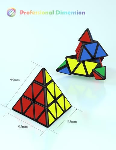 Roxenda Pyramid Speed Cube – 3x3x3 Qiming Pyramid Triangle Puzzle (Black)