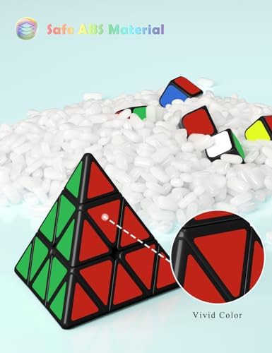 Roxenda Pyramid Speed Cube – 3x3x3 Qiming Pyramid Triangle Puzzle (Black)