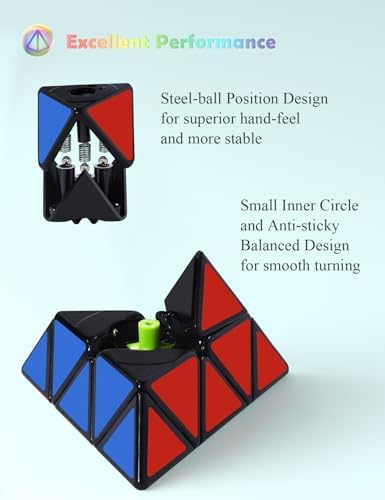 Roxenda Pyramid Speed Cube – 3x3x3 Qiming Pyramid Triangle Puzzle (Black)