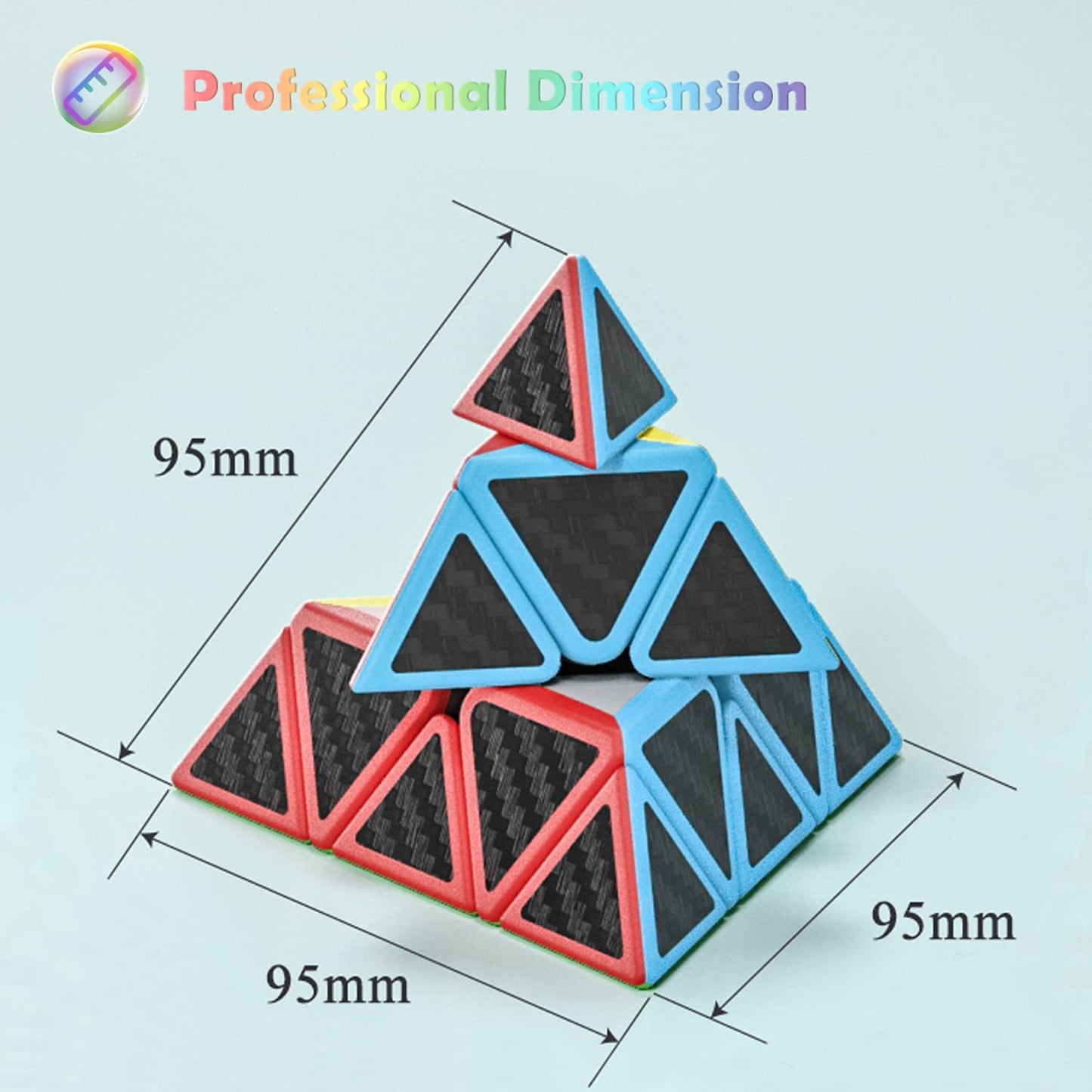 Roxenda Pyramid Speed Cube 3x3x3 Qiming Pyramid – Carbon Fiber Sticker, Pre-Lubed & Tensioned