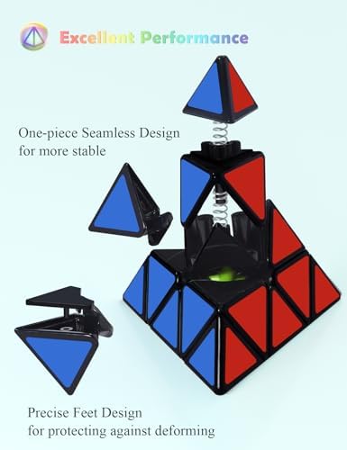Roxenda Pyramid Speed Cube – 3x3x3 Qiming Pyramid Triangle Puzzle (Black)