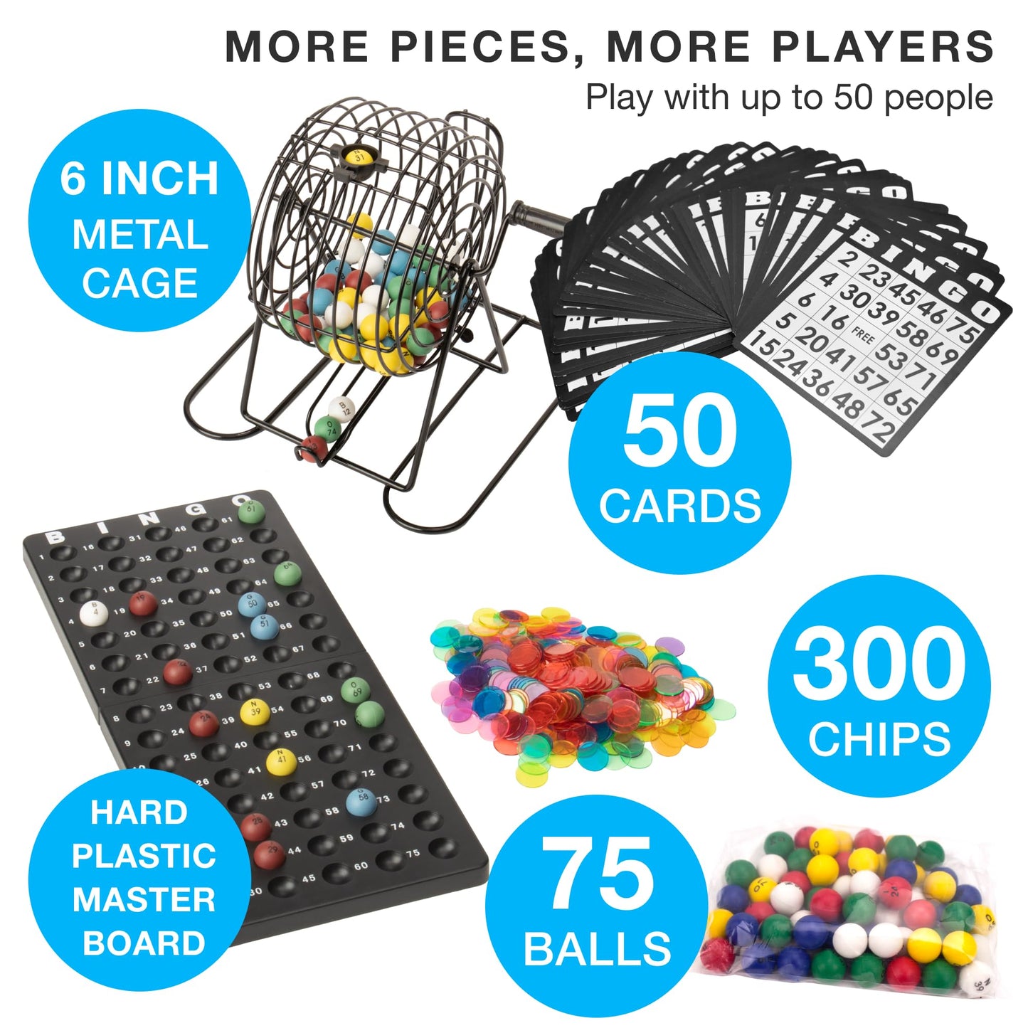 Royal Bingo Supplies Deluxe Bingo Game Set – 50 Cards, 300 Chips, 75 Jumbo Balls