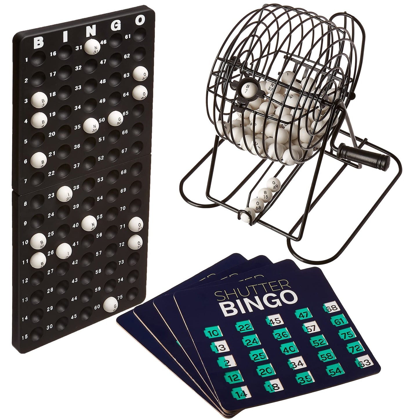 Royal Bingo Supplies Deluxe Shutter Slide Bingo Set – Metal Cage, 75 Balls & Sliding Cards