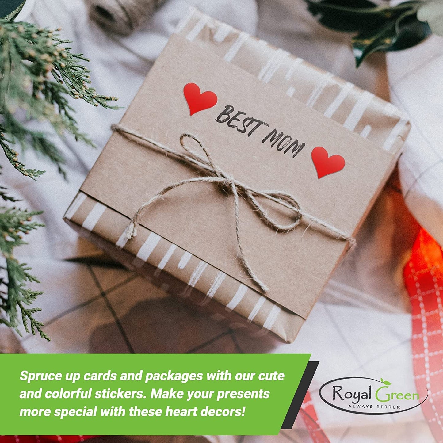 Royal Green 13mm White Valentine Heart Stickers – 350 Pack, Easy Peel & Stick