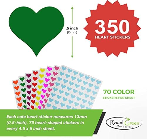 Royal Green 13mm Pastel Purple Valentine Heart Stickers – 350 Pack | Easy Peel & Stick
