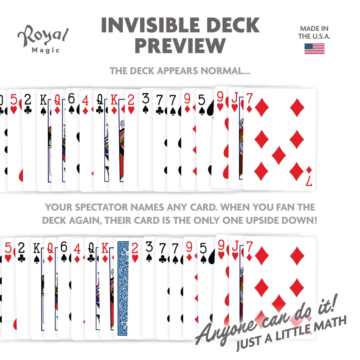Royal Magic Invisible Deck – Bicycle Cards Trick (Blue) for Beginners & Pros
