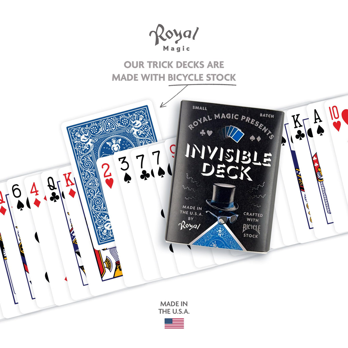 Royal Magic Invisible Deck – Bicycle Cards Trick (Blue) for Beginners & Pros