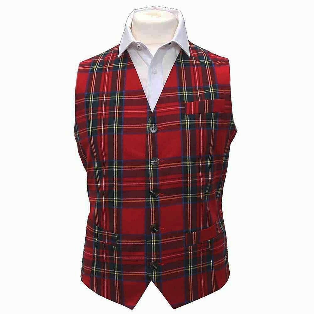 Royal Stewart Scottish Men Traditional  Tartan Waistcoat, Plaid