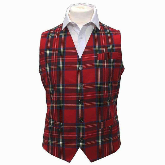 Royal Stewart Scottish Men Traditional  Tartan Waistcoat, Plaid