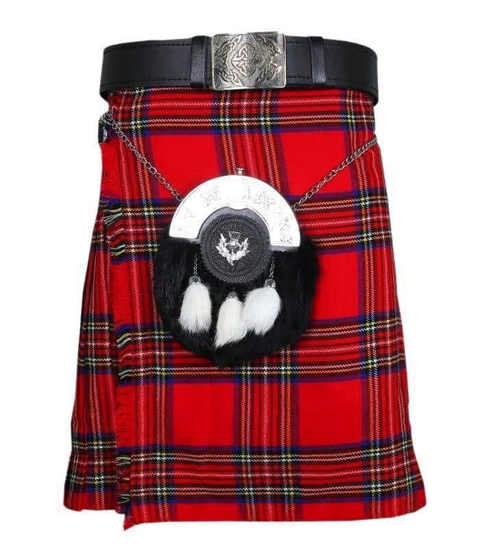Royal Stewart Traditional Highland Tartan Kilt  Scottish Men's Kilt Outfit Set