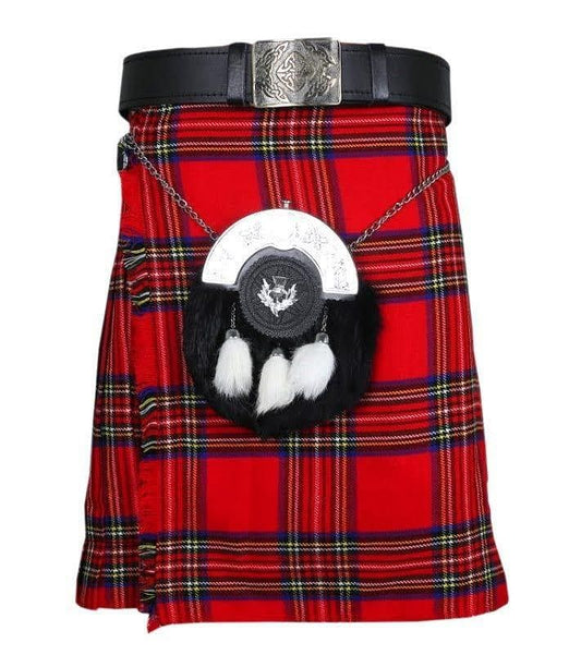 Royal Stewart Traditional Highland Tartan Kilt  Scottish Men's Kilt Outfit Set