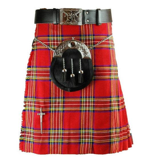Royal Stewart Traditional Highland Tartan Scottish Men's Kilt Outfit Set