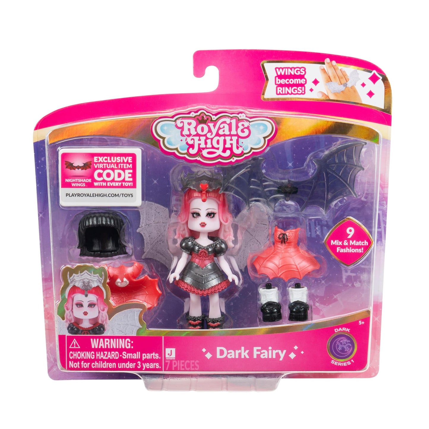 Royale High Dark Fairy Doll – 3-Inch Figure with 9 Accessories | Series 1