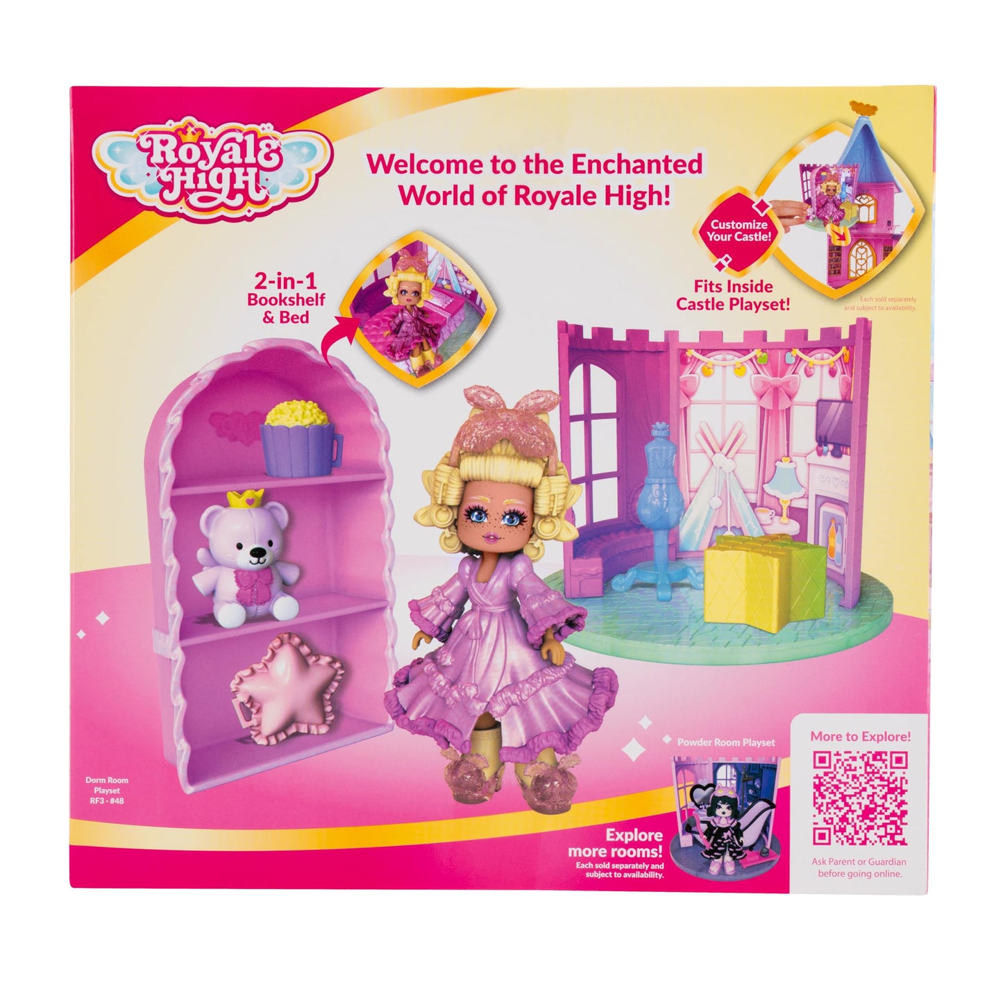 Royale High Dorm Room Playset – 1 Doll, 5 Accessories, Virtual Item Code Included (Ages 5+)