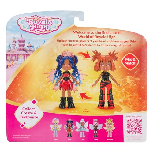 Royale High 3-Inch Fire Fairy Fashion Doll – 1 Figure + 9 Accessories + Virtual Item Code | Series 1