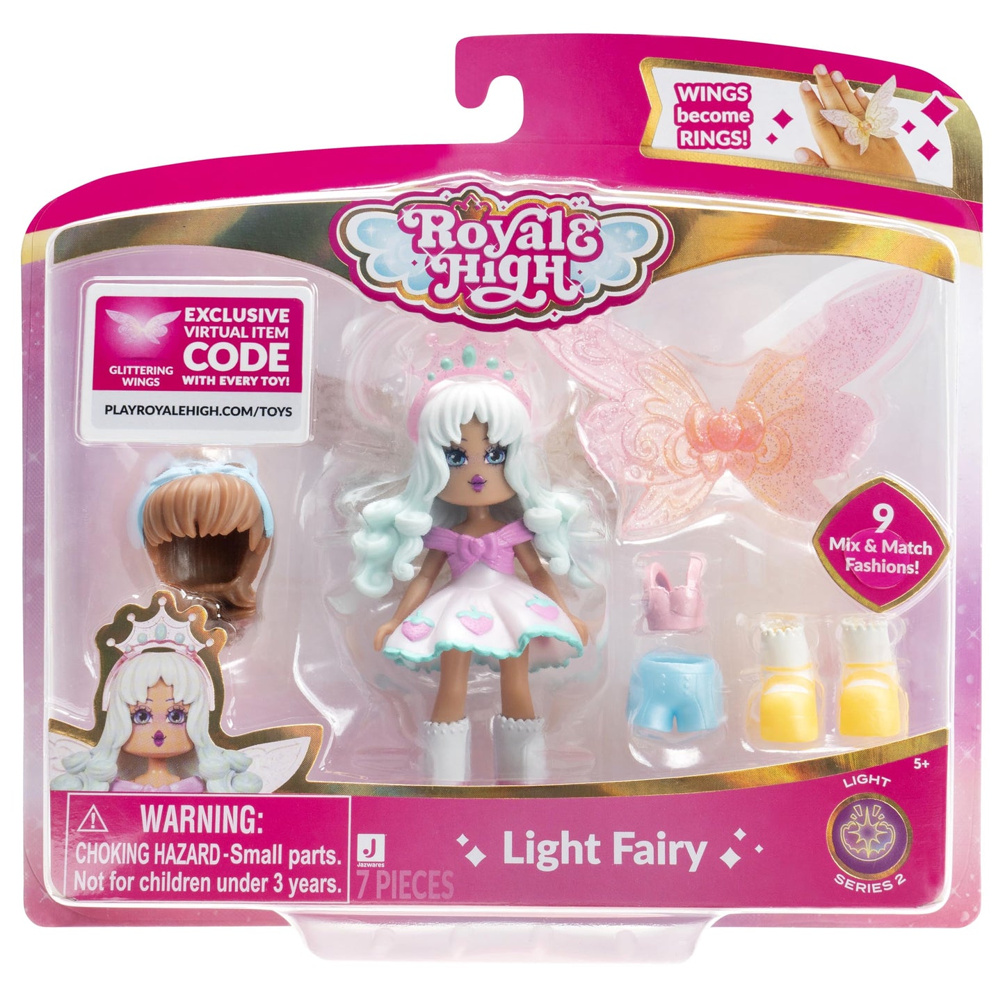 Royale High Light Fairy Doll - 3-inch Figure with 9 Fashion Accessories + Virtual Item Code - Series 2