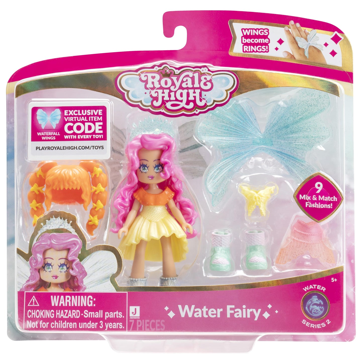Royale High 3 Inch Water Fairy Doll – 9 Fashion Accessories + Virtual Item Code (Series 2)