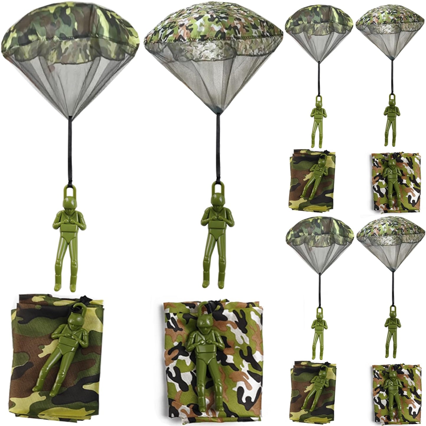 ROYHOO 6PCS Army Camo Parachute Toys - Hand Throwing Outdoor Game for Kids 3-16