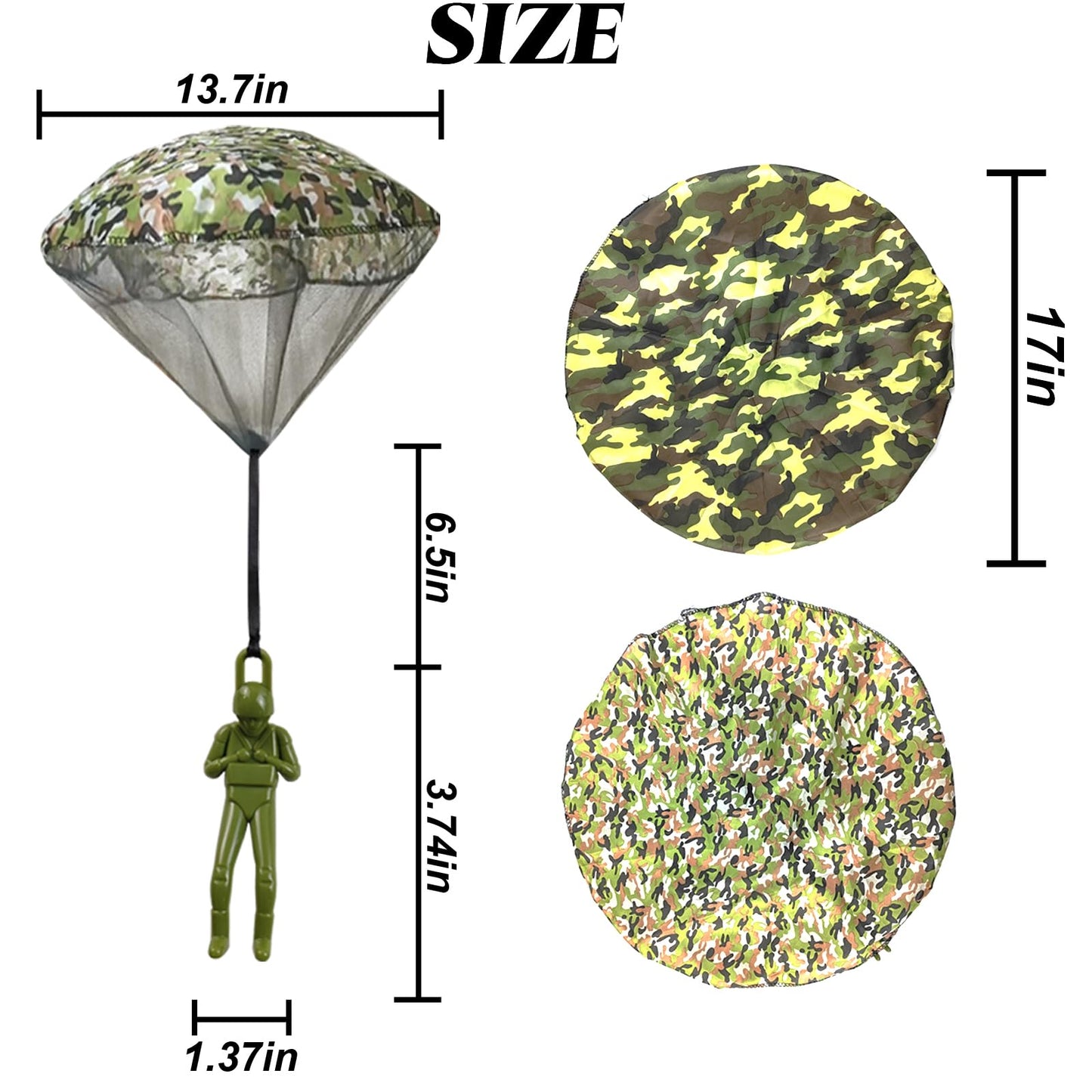 ROYHOO 6PCS Army Camo Parachute Toys - Hand Throwing Outdoor Game for Kids 3-16