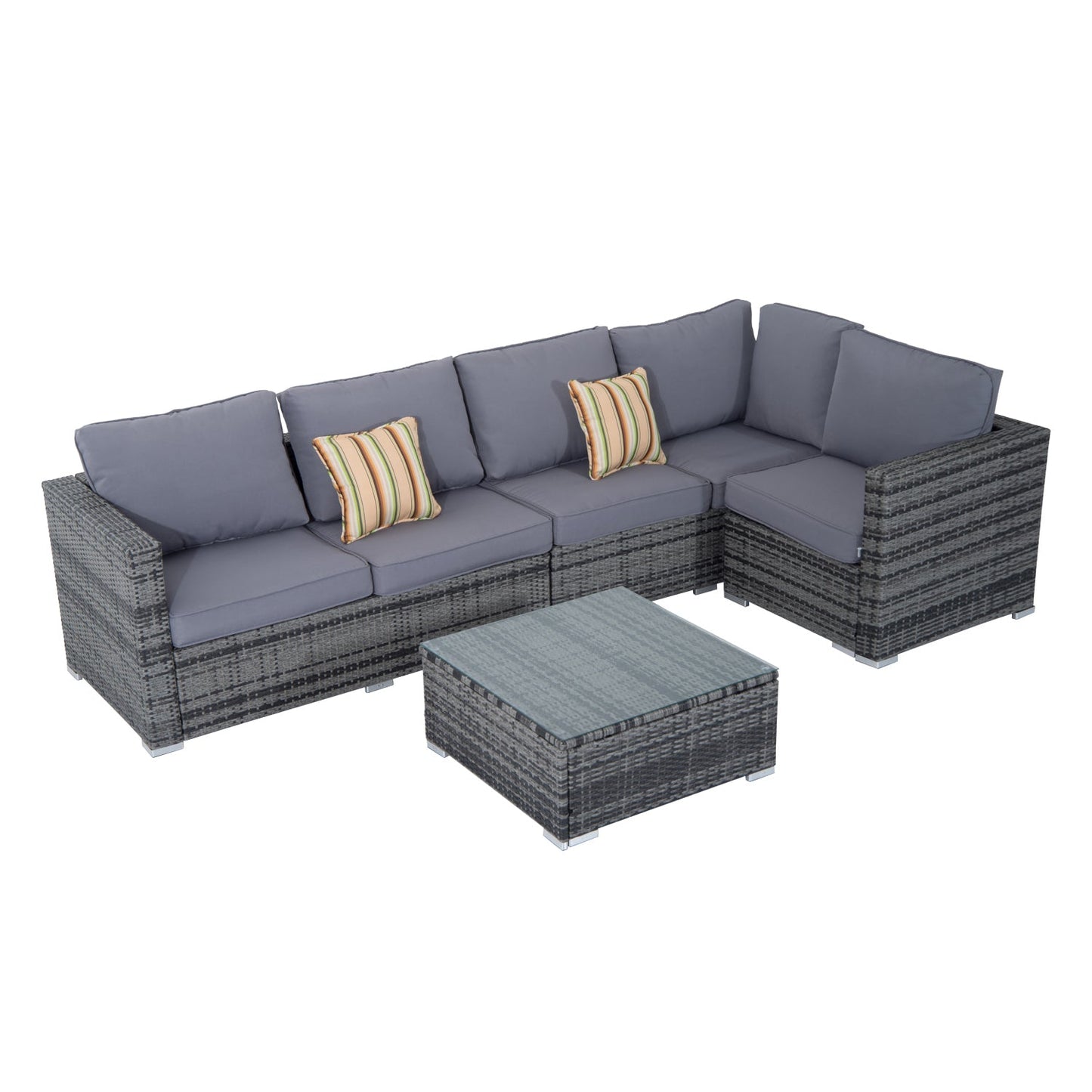 Outsunny Corner Rattan Garden Set - 4 PC Grey - For any Garden, Patio, or Conservatory