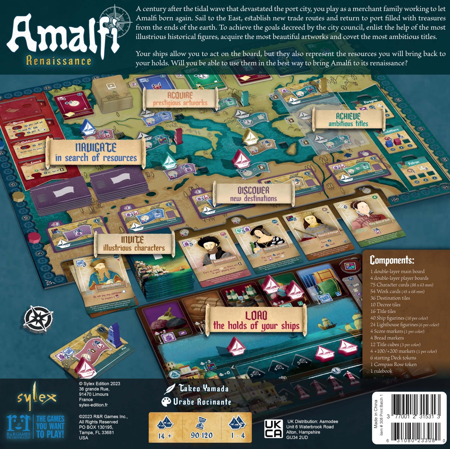 R&R Games Amalfi Renaissance – Ship Placement & Trade Route Strategy for 1-4 Players (Ages 14+, 90–120 Min)