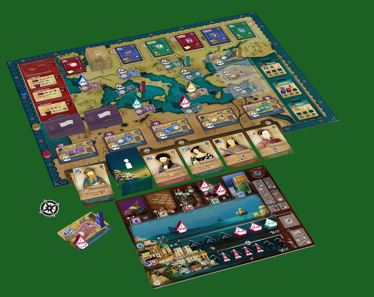 R&R Games Amalfi Renaissance – Ship Placement & Trade Route Strategy for 1-4 Players (Ages 14+, 90–120 Min)