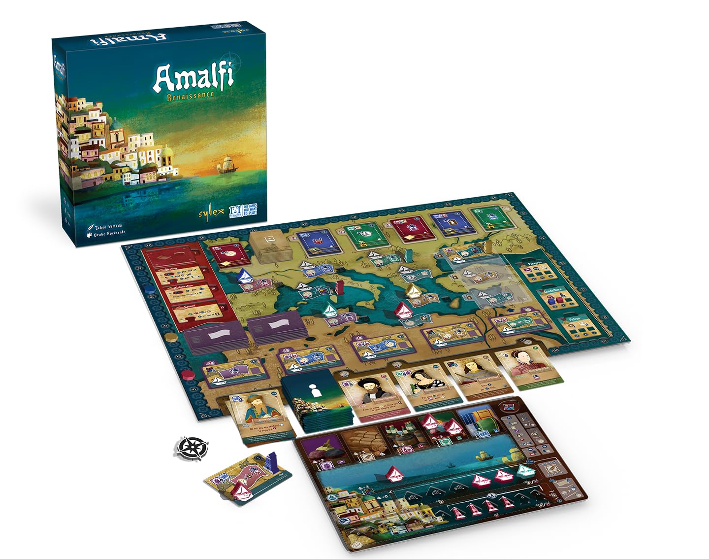 R&R Games Amalfi Renaissance – Ship Placement & Trade Route Strategy for 1-4 Players (Ages 14+, 90–120 Min)