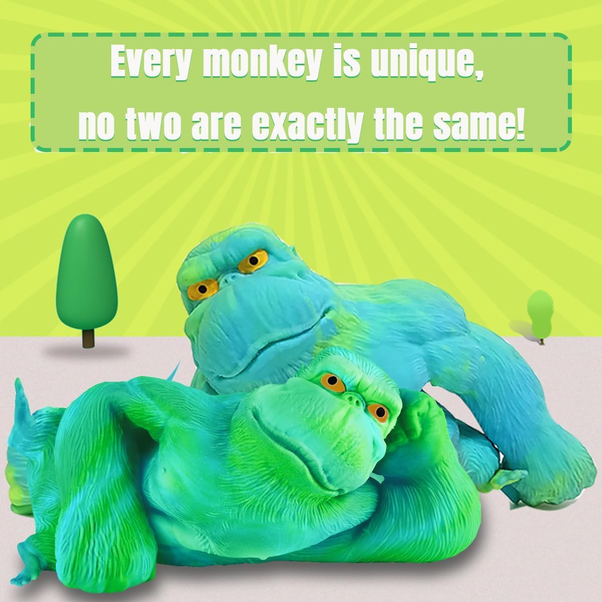 RRSDJJ Squeeze Toy – Blue Medium Squishy Monkey & Stretchy Gorilla