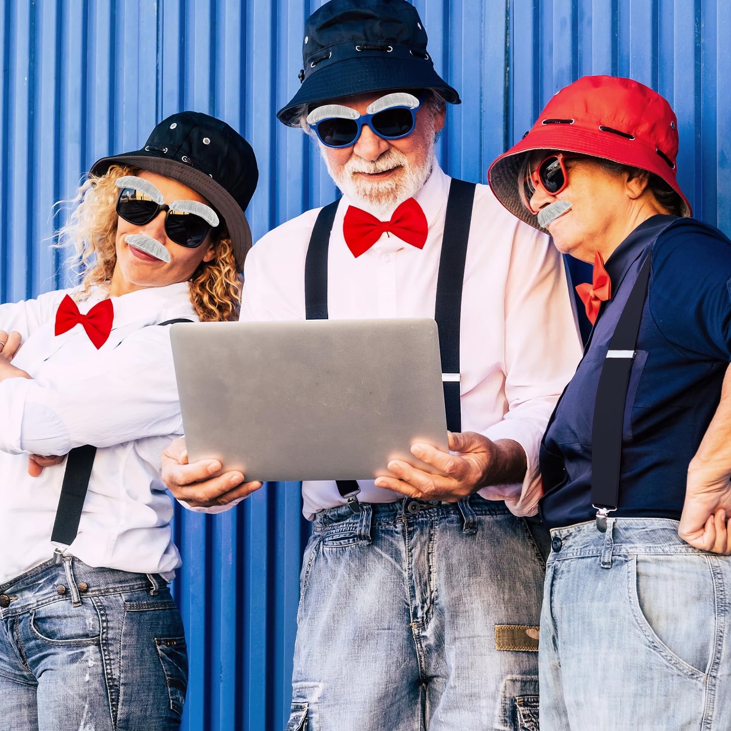 Rrshnsgv Kids Old Man Costume Accessory Set – Glasses, Bow Tie, Suspenders, Mustache & Eyebrows