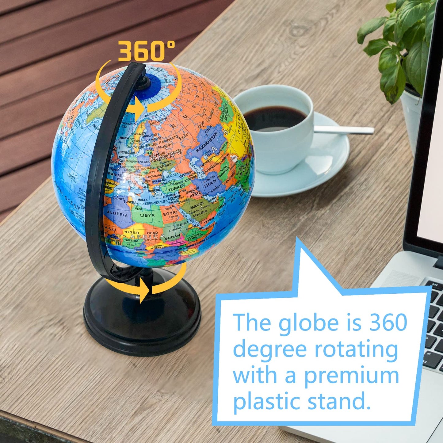 Rrshnsgv 6'' Geographic World Globe for Kids – Educational Rotating Globe with Stand